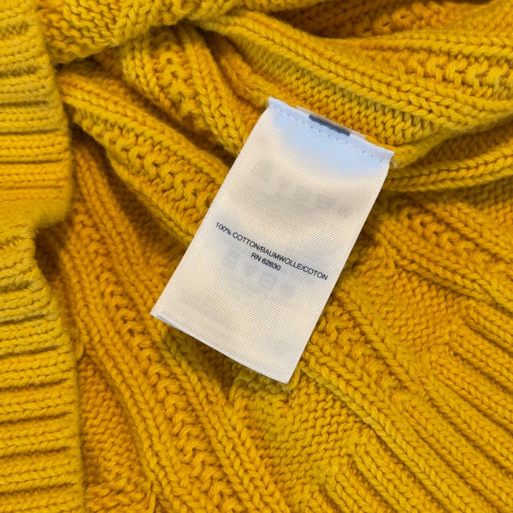 Lands End Drifter Cable Knit Sweater Womens Medium Tall Yellow 100% Cotton Crew - Picture 6 of 10